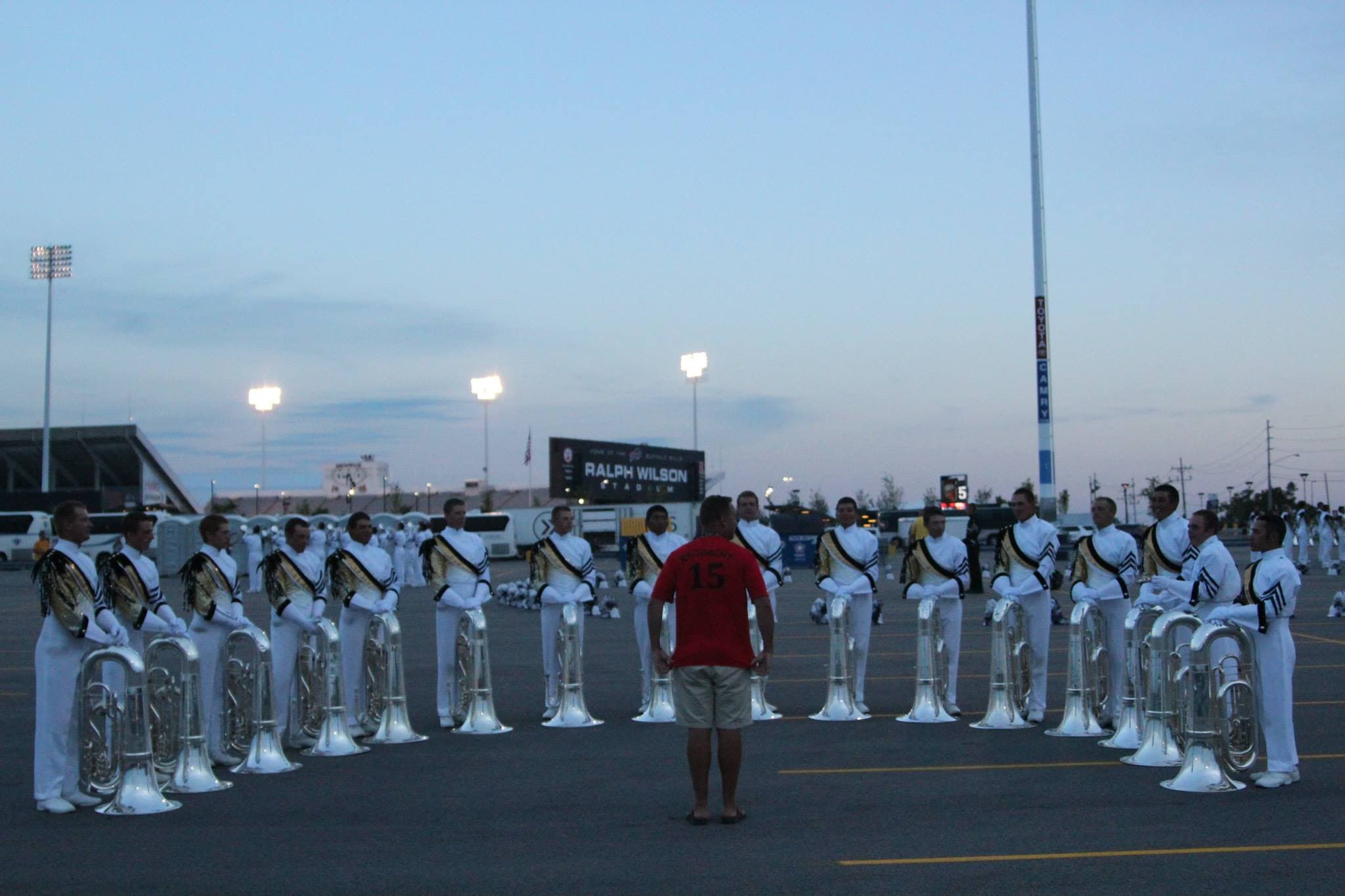 Teaching the Phantom Regiment tuba section in front of Ralph Wilson Stadium in Buffalo, NY